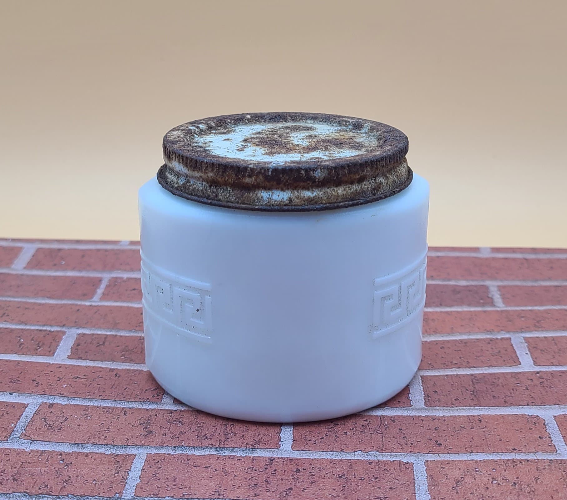 Vintage Milk Glass Jar With Metal Lid - Etsy