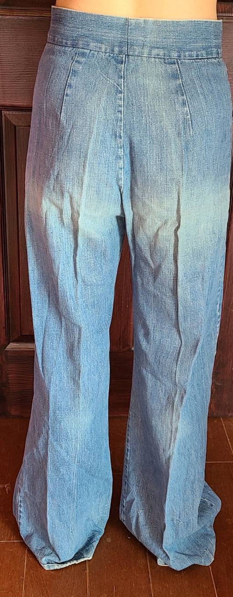 Vintage Bell Bottom jeans, with Really cute double zipper in the front. Size 13. image 3