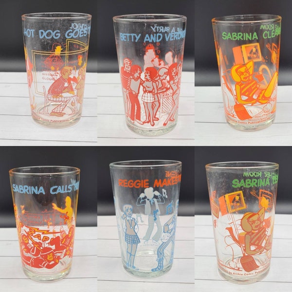 1970s Archie Comic Publications Collector Series Drinking Glasses.