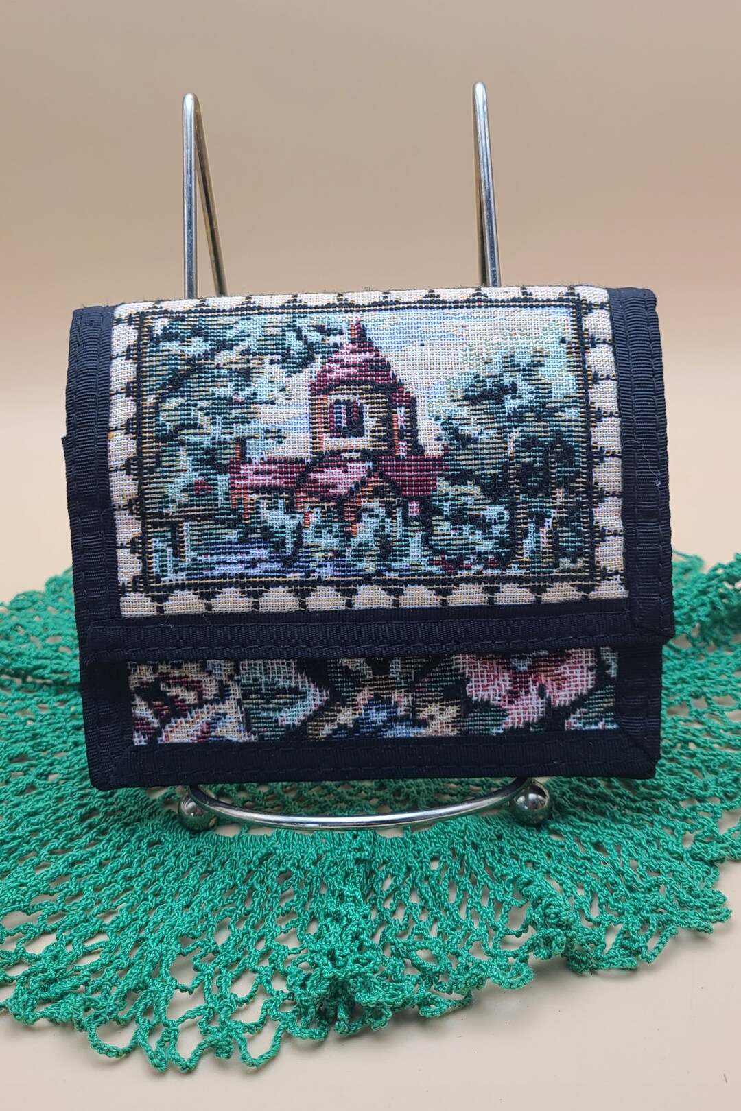 Vintage Tapestry Velcro Wallet Etsy