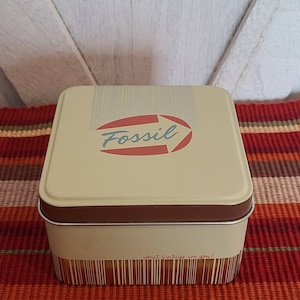 Vintage Fossil Watch Tin Box