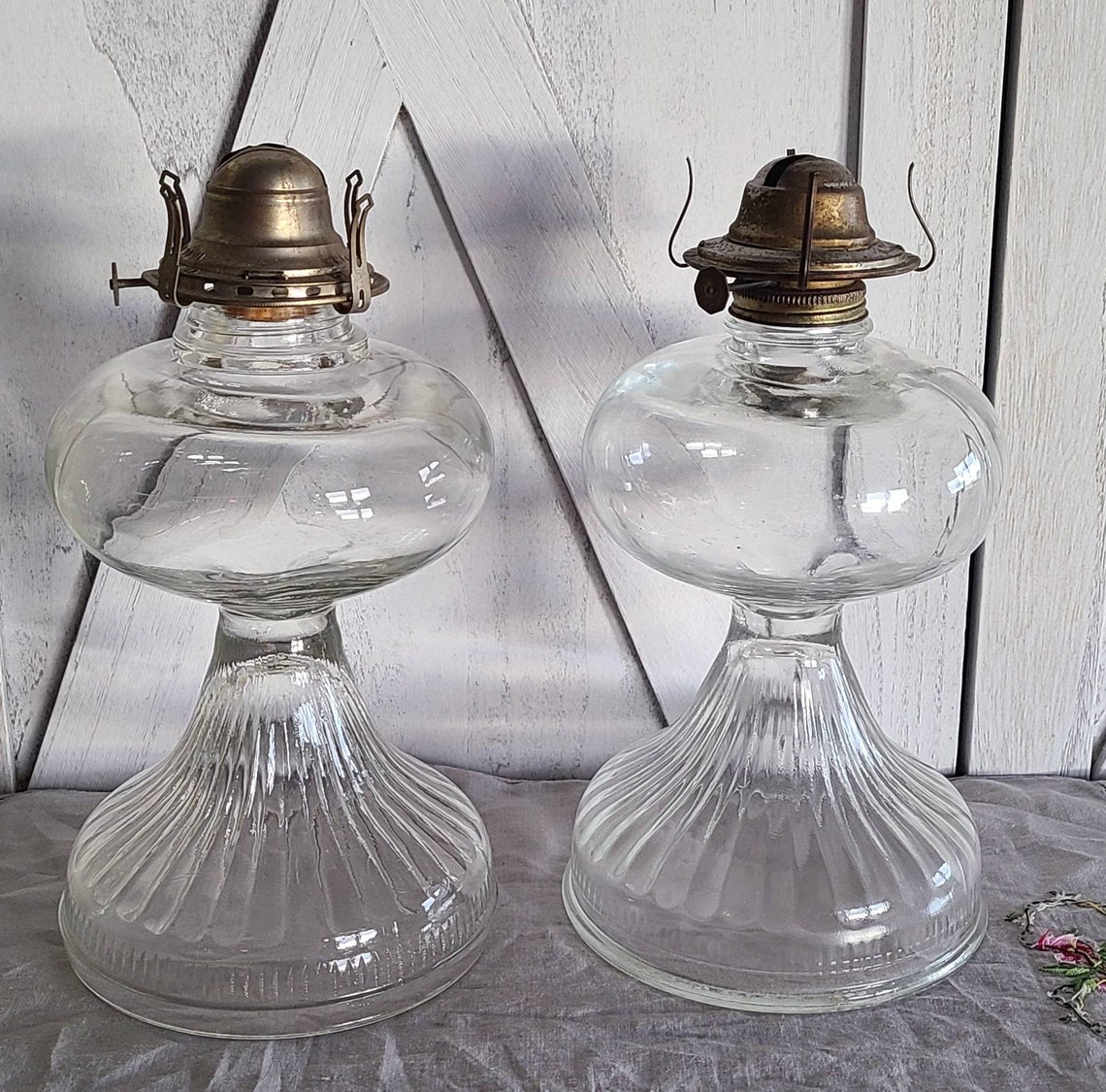 Vintage Pair of Eagle Oil Lamps Etsy