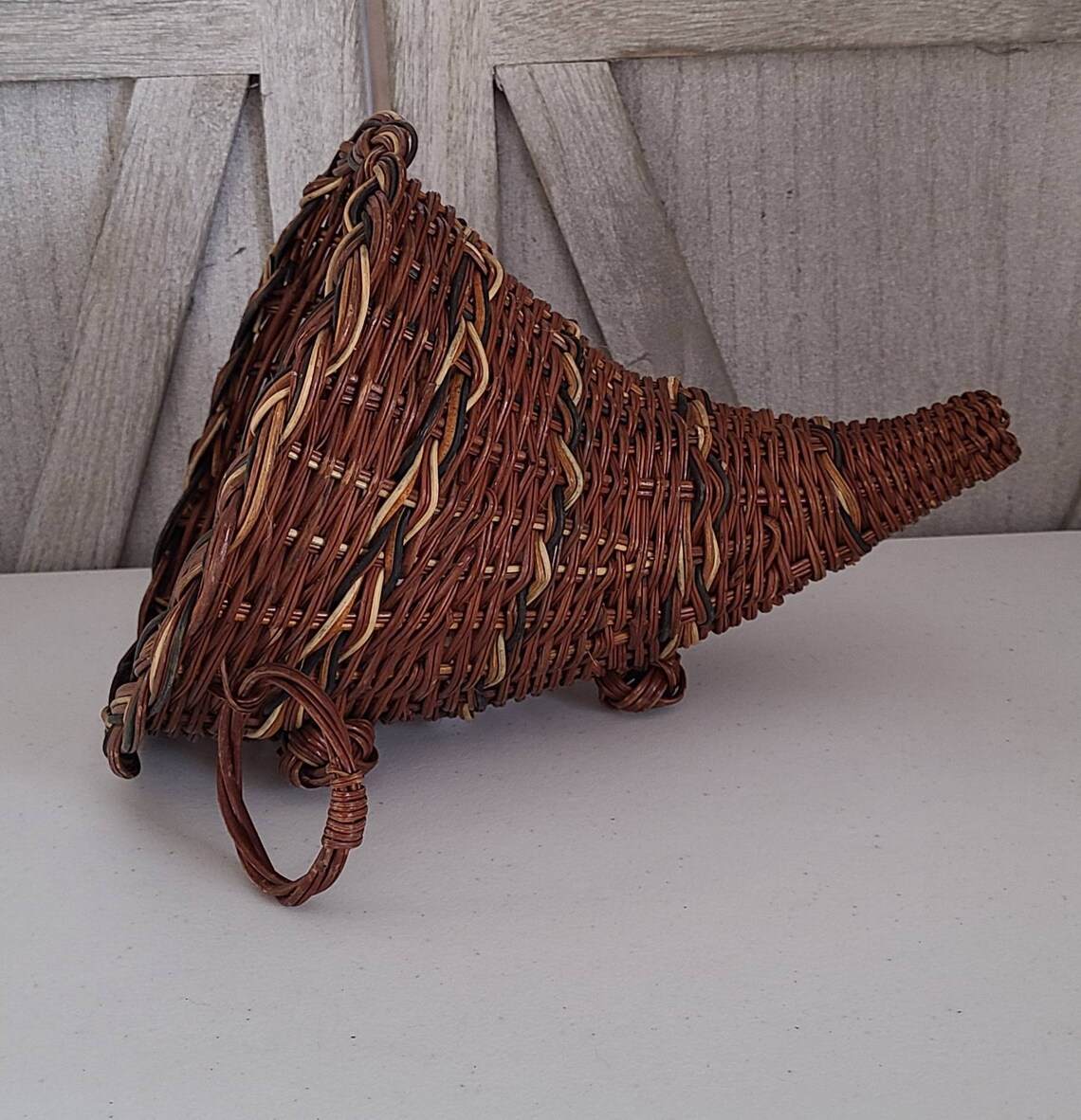 Vintage Cornucopia Wicker Basket. Etsy