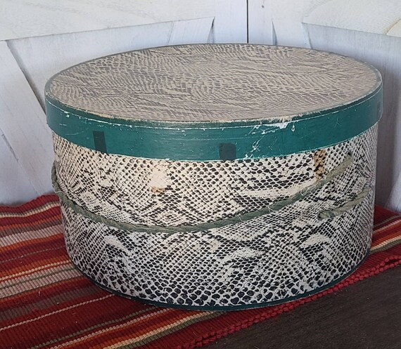 Vintage Snake Skin Pattern Hat Box. - Etsy display picture 1
