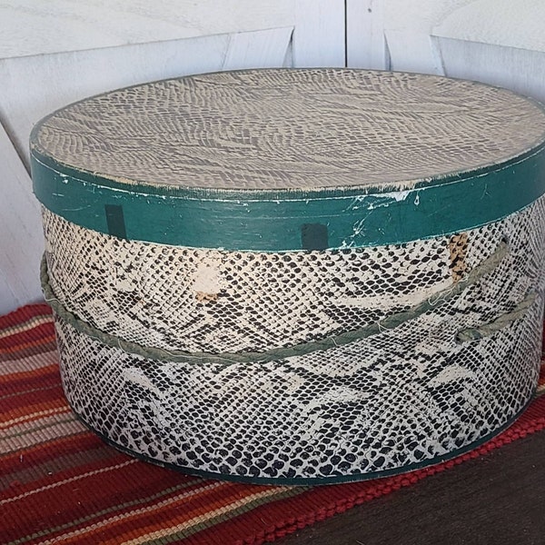 Vintage Snake Skin Pattern Hat Box.