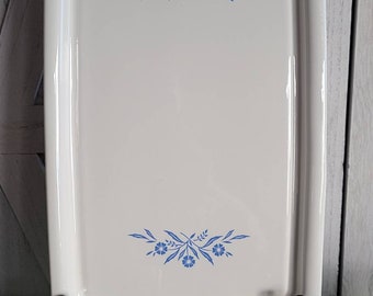 Vintage Corning Ware Tray with Blue Flower Design.