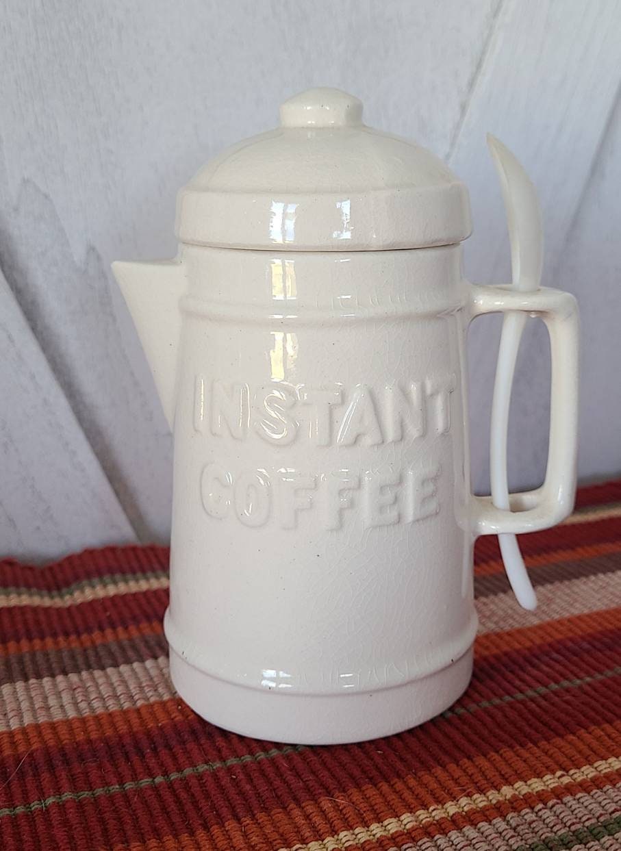 Instant coffee container w/lid, sugar /creamer and basket Blue
