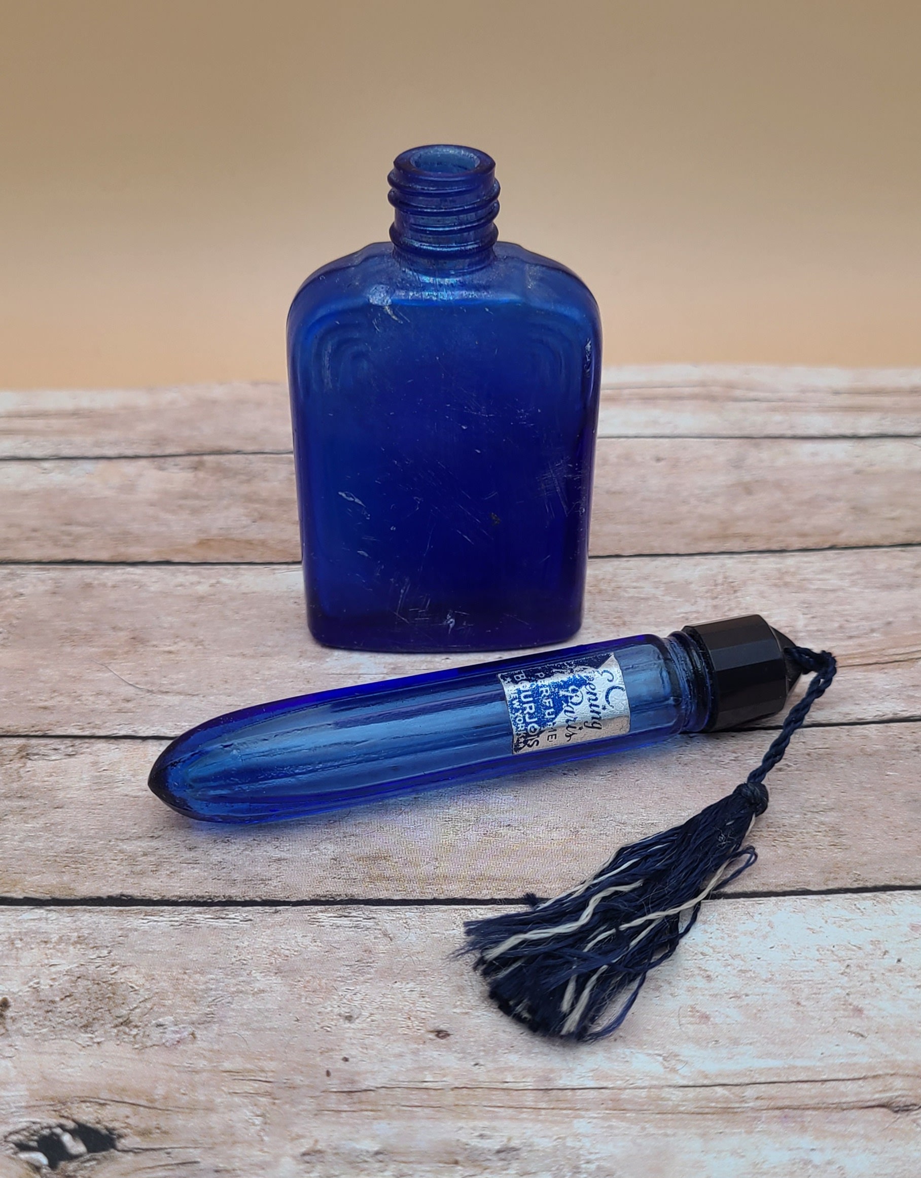 Vintage Empty Cobalt Blue Perfume Bottles