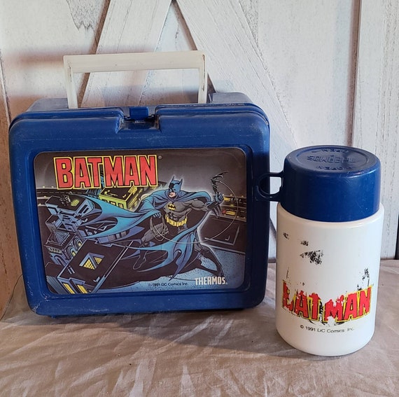 Vintage Plastic Batman Lunch Box and Matching Thermos. 