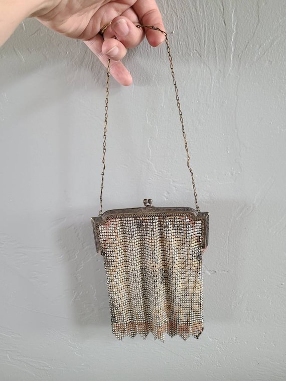 Whiting and Davis Antique Art Deco Enameled Metal Mesh Purse, Documented,  1920s at 1stDibs