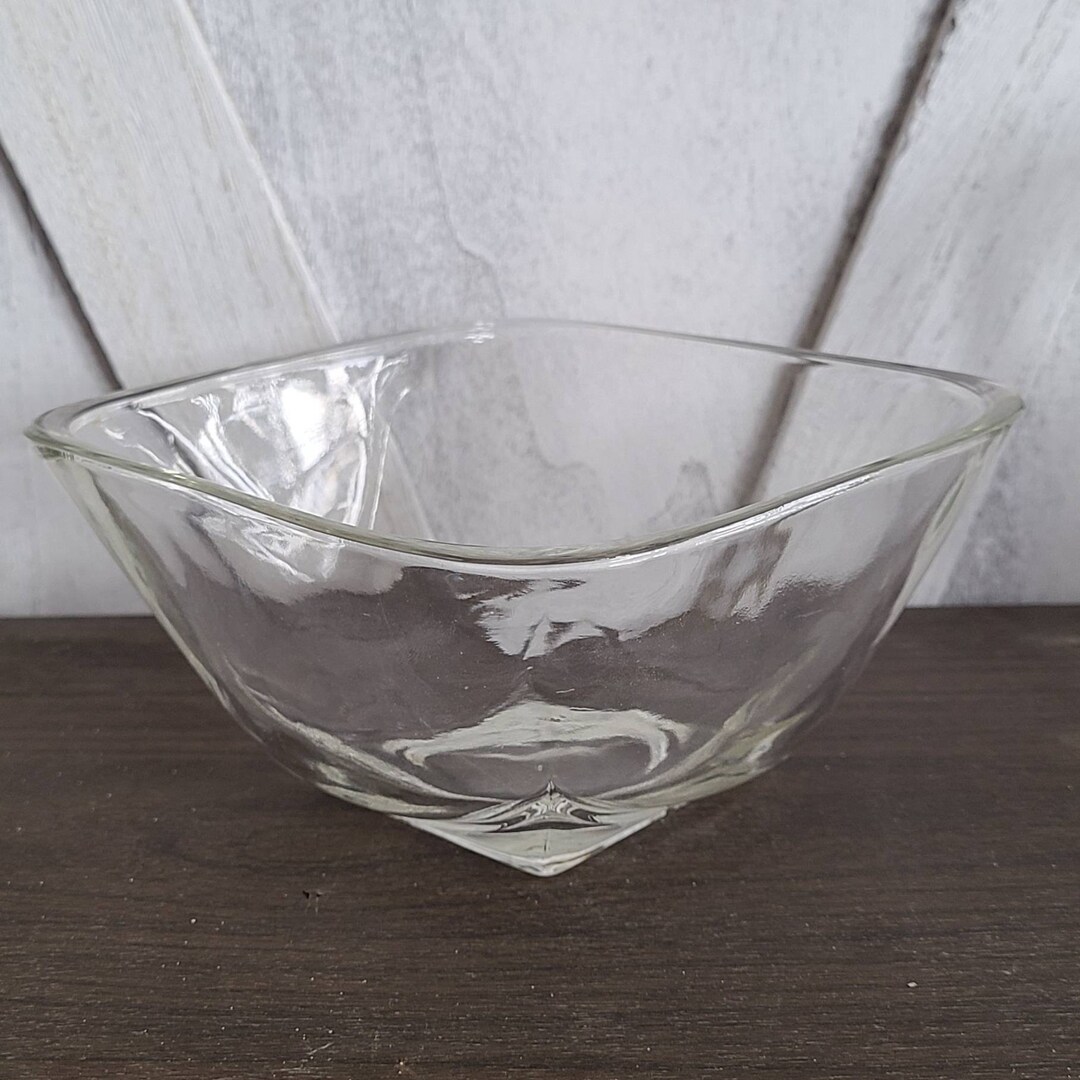 Vintage Heavy Square Glass Bowl. Etsy