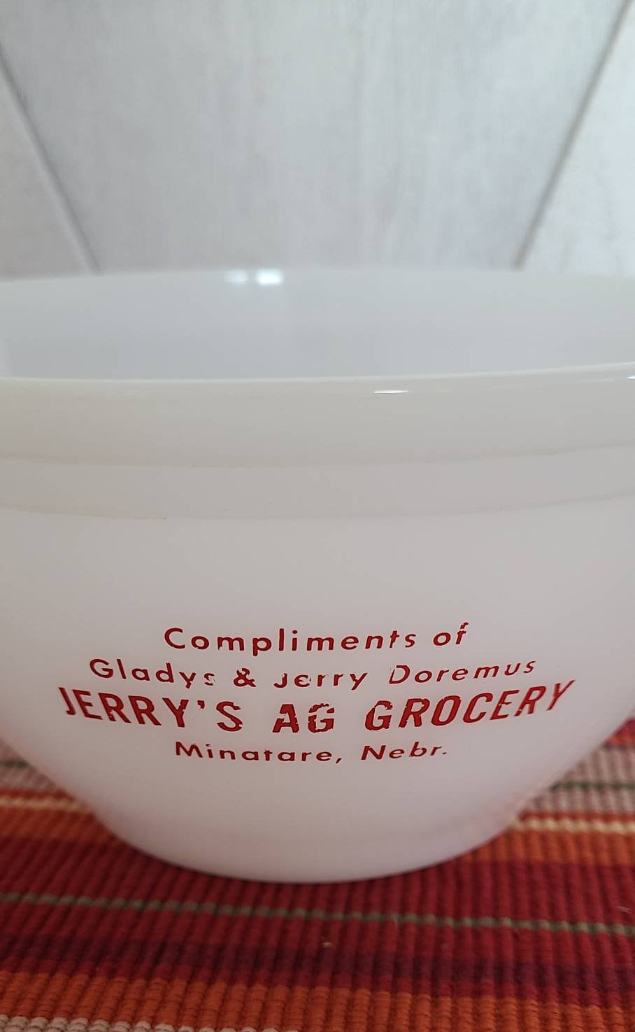 Vintage Advertising Federal Milk Glass Batter Bowl For Thompson Feed - Ruby  Lane