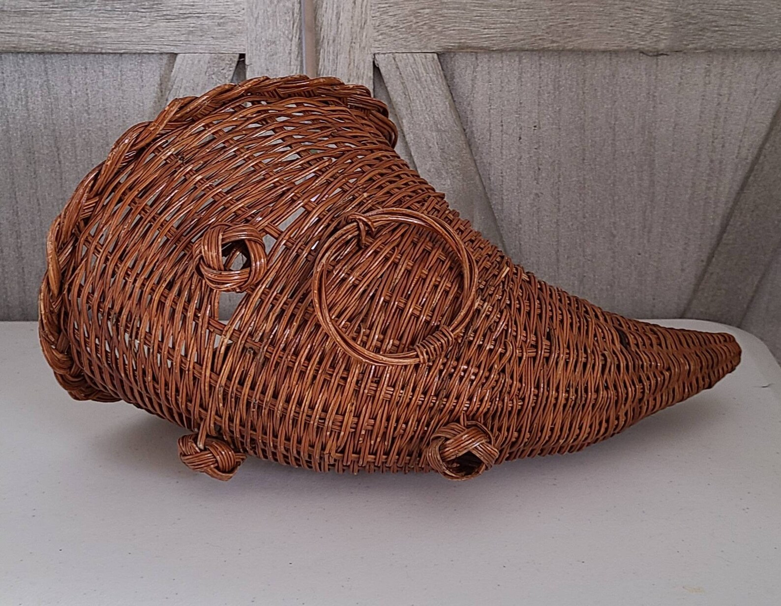 Vintage Cornucopia Wicker Basket. Etsy
