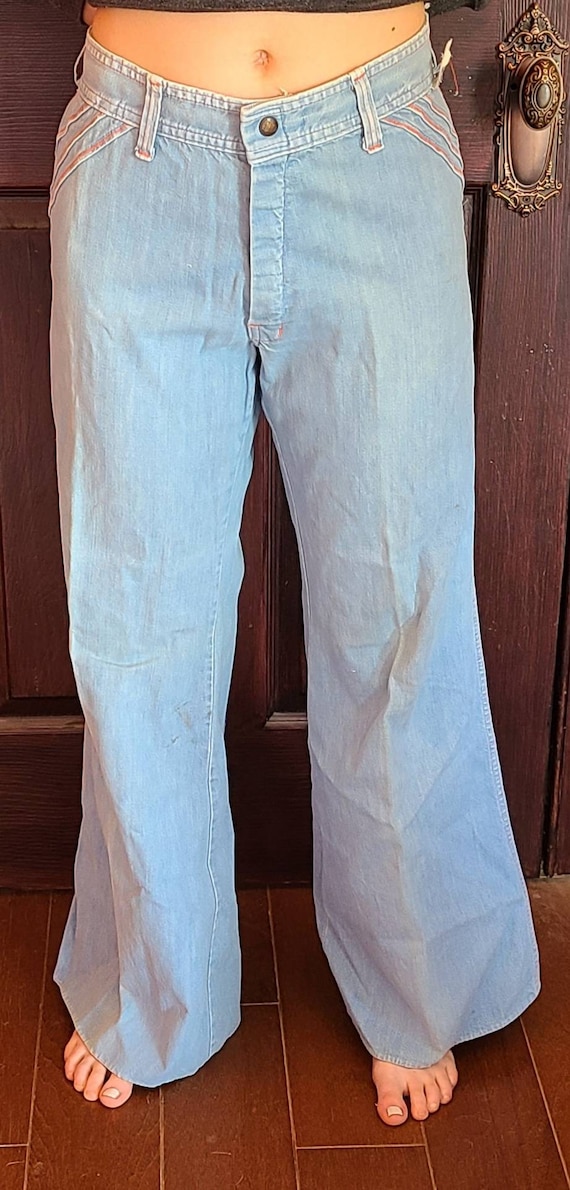 Buy Vintage Bell Bottom Jeans, With Cute Pink Stripes on the Sides