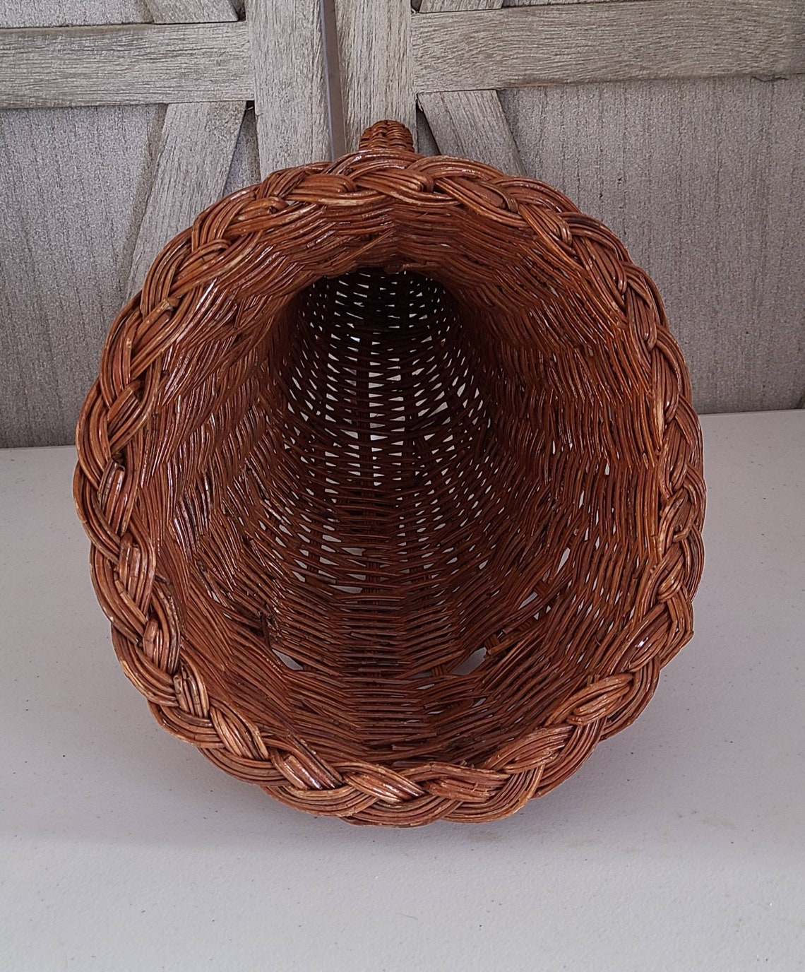 Vintage Cornucopia Wicker Basket. Etsy