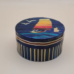Vintage Painted Wheat Stalk Art Padded Box