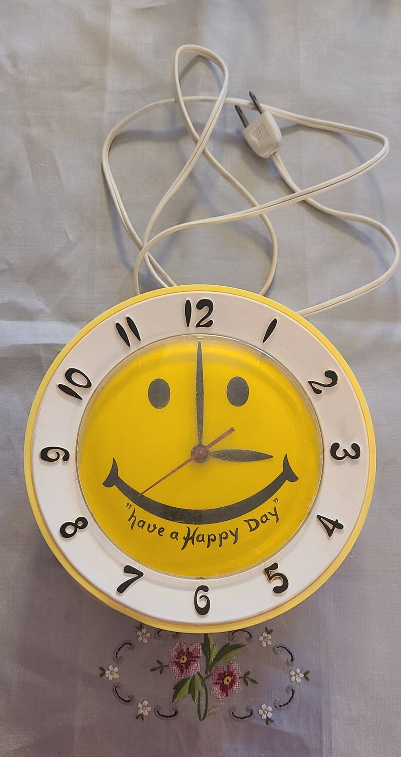 Small Vintage Happy Face Wall Clock. Etsy