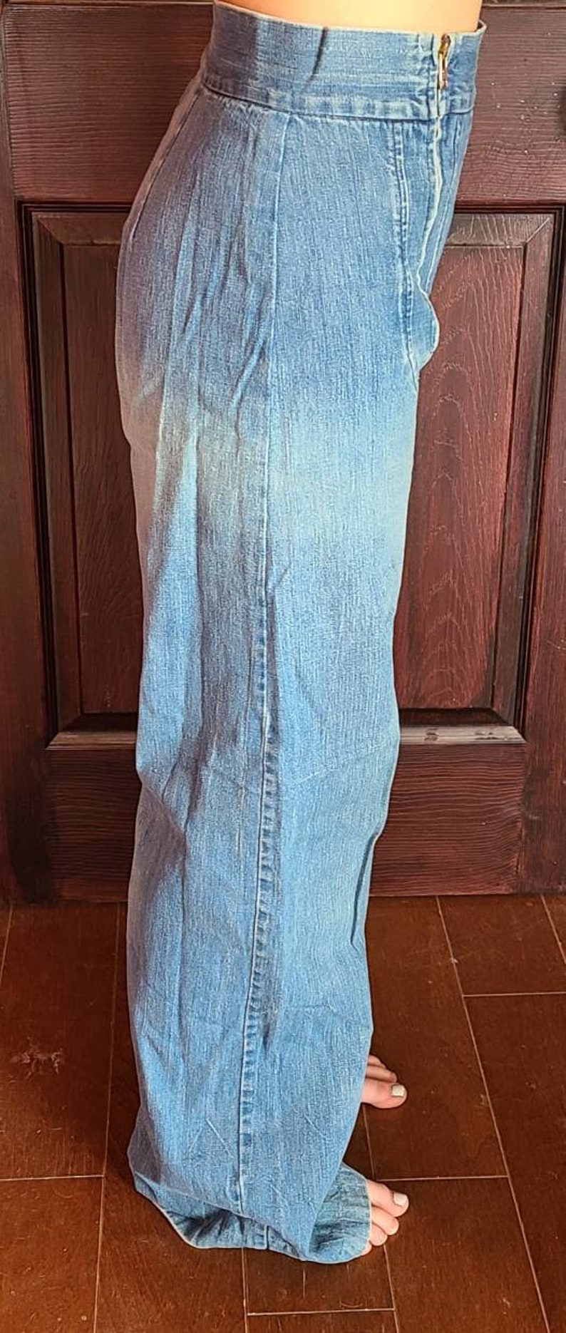 Vintage Bell Bottom jeans, with Really cute double zipper in the front. Size 13. image 2