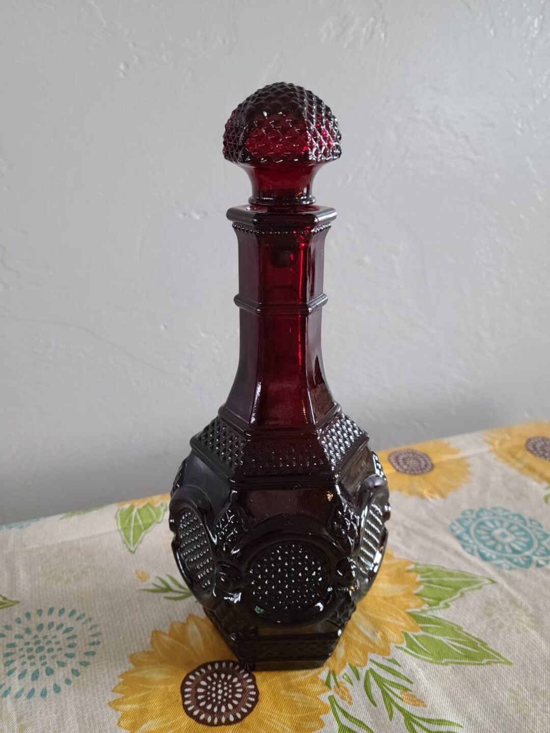 Vintage Cape Cod Glassware Collection. Wine Bottle With Stopper. Filled