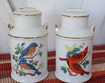 Vintage Porcelain Milk Cans Salt and Pepper Shakers