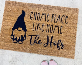 Gnome | gnome place like home | funny doormats | gifts for her | housewarming gifts | new home | doormats | personalized doormat