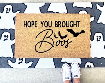Funny doormats | Halloween doormats | hope you brought boos | fall doormats | mats |door mat | doormat | Halloween decor | housewarming gift