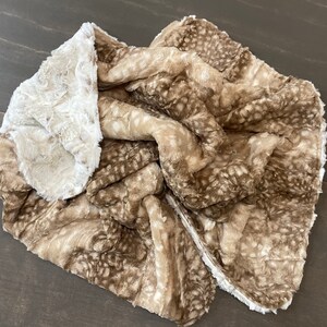 Gender neutral baby blanket | Minky baby blanket | soft baby blanket | fawn fabric | cream blanket | Minky fabric | newborn gift image 2