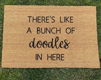Doodle doormat, dog doormat, mat, welcome mat, funny gift, dog lover, doodle gift
