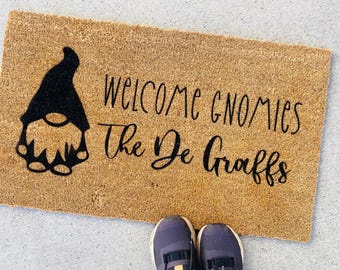 Gnome | welcome gnomies | funny doormats | gifts for her | housewarming gifts | new home | doormats | personalized doormat
