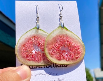 Real fig Earrings/Fresh Green fig handmade gift/resin necklace /birthday gift/autumn limited earrings/fall jewelry/Thanksgiving gift