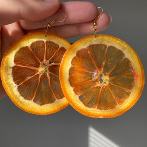 Christmas gift jewelry/Real Orange Earring, Fruit Earring, personalized gifts, Fruit slice earring/Dried fruit earring, real presses fruit