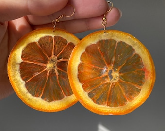 Christmas gift jewelry/Real Orange Earring, Fruit Earring, personalized gifts, Fruit slice earring/Dried fruit earring, real presses fruit