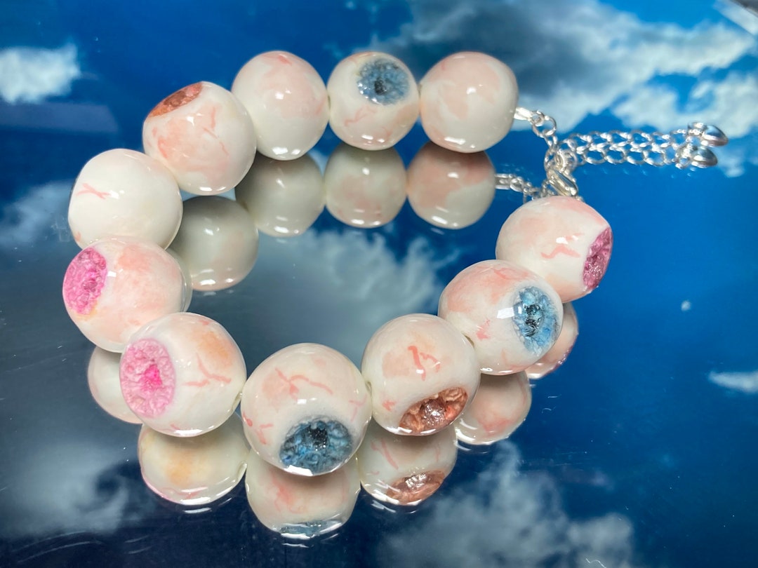 Halloween Eyeball Bracelet Handmade Clay Art / Eyeball Earring/eyeball
