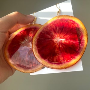 Christmas earrings gift/ Real Blood Orange Earring made from real fruit/ Resin fruit Earring pressed Dry fruit/ birthday gift