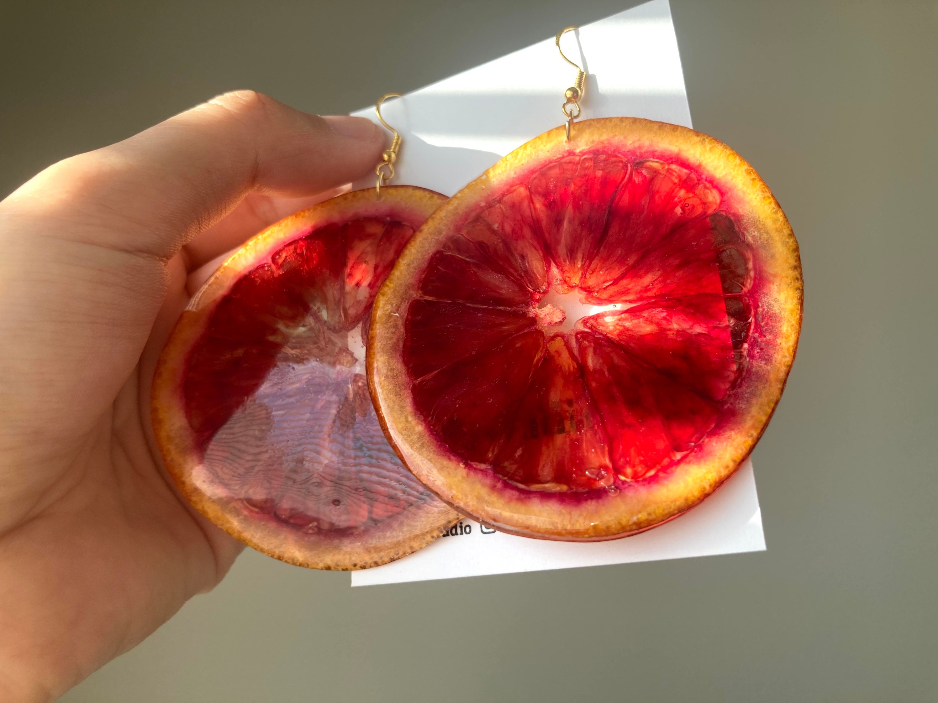 Christmas earrings gift/ Real Blood Orange Earring made from real fruit/ Resin fruit Earring pressed Dry fruit/ birthday gift