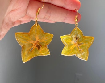 star fruit earring/Real star fruit resin earring/fruit earring gift/summer jewelry/birthday gift/Season limited