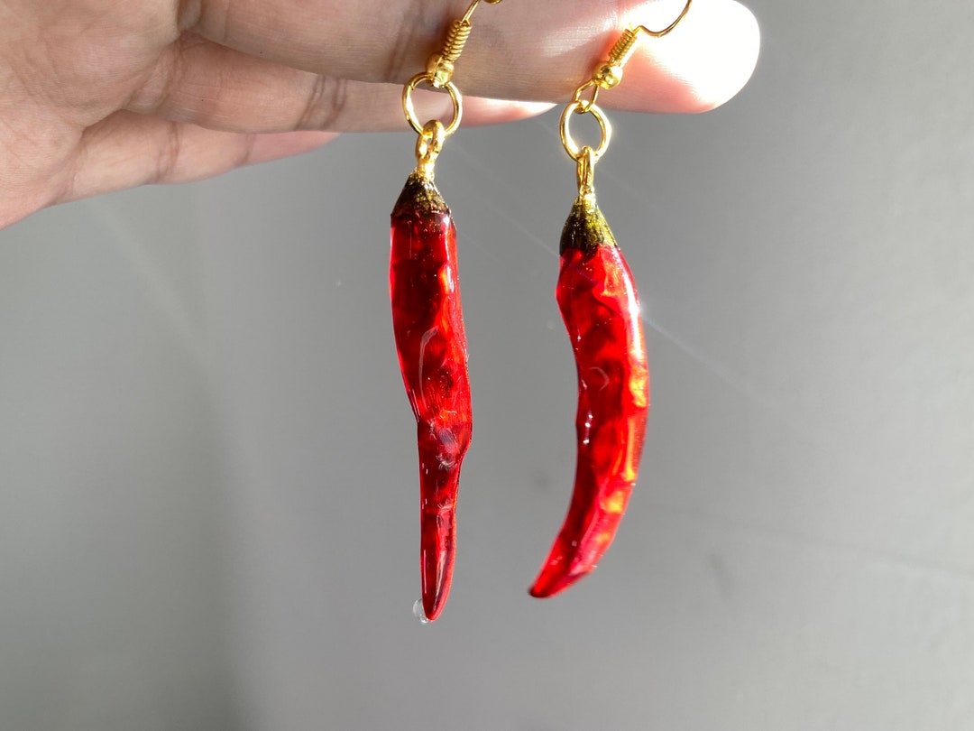 Gift for Her/dried Chili Pepper Resin Earring/real Chili Earring