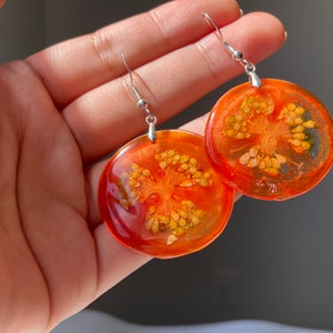 Real cherry Tomato Resin Earring /Dried tomato Nature gift/ Real fruit Jewelry/valentines gift/