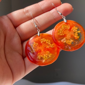 Real cherry Tomato Resin Earring /Dried tomato Nature gift/ Real fruit Jewelry/valentines gift/