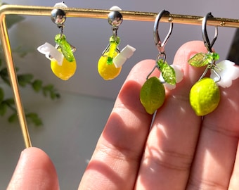 Lemon glass dangle earring/gift for her/