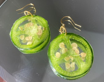 Holiday gift /best friend gift Real Jalapeño Earring/chili earring/real fruit earring/dry Jalapeño earring/natural food earring/Pressed dry