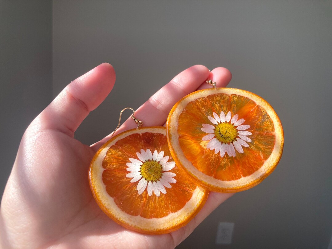 Dried Orange Slices Fruit Earring/ Handmade Jewelry Holiday Gift