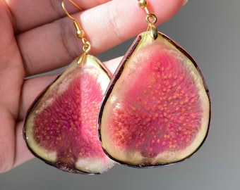 Real fig Earrings/handmade gift/resin necklace /birthday gift/autumn limited earrings/fall jewelry