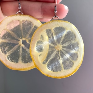 spring jewelry Real Lemon Slice Resin Earring/ fruit earring gift /Hypoallergenic Lemon Earring/ summer Jewelry/Bestseller gift