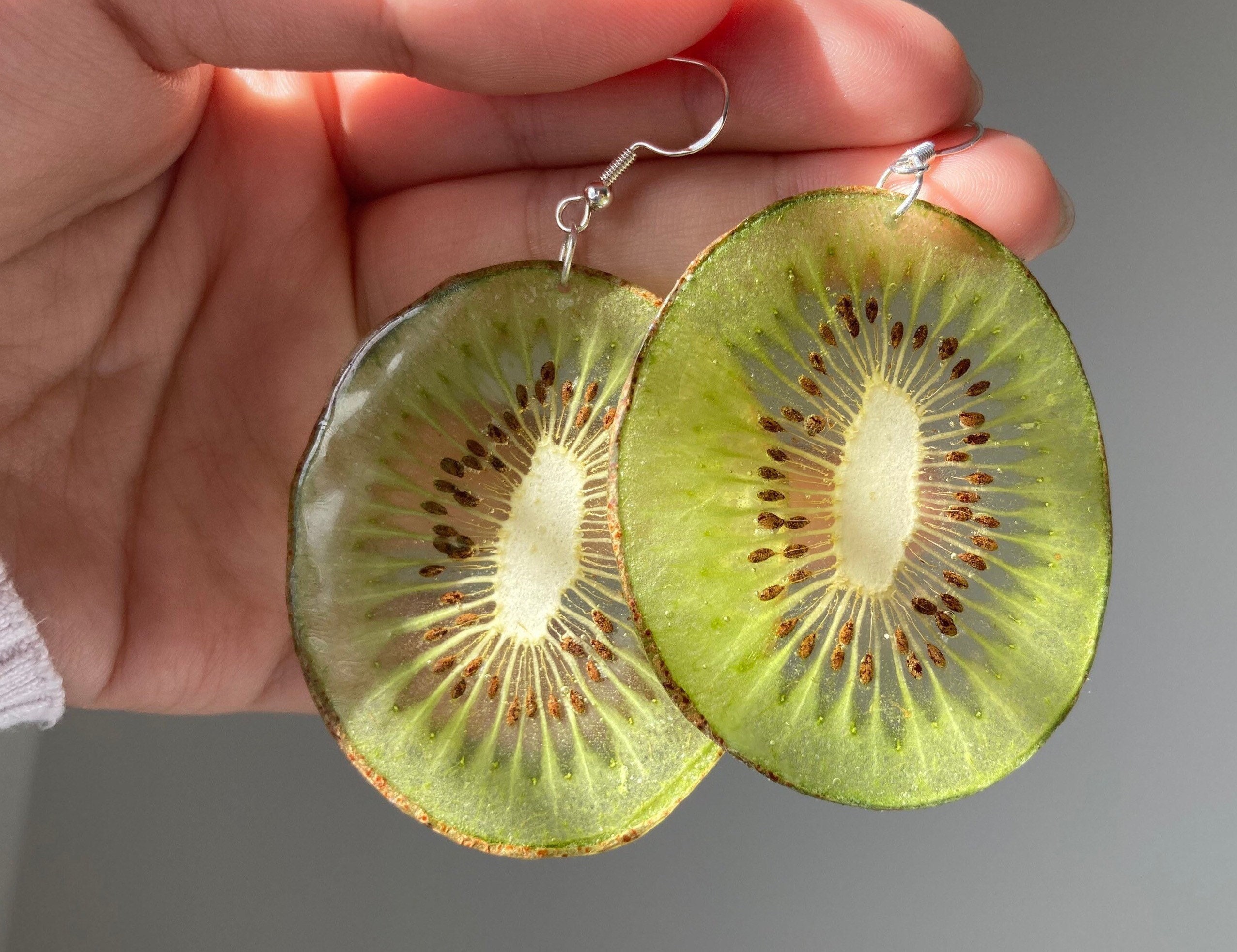 Real Kiwi Fruit Earrings: Resin Coated, Vegan Jewelry - Etsy, image size:2554x1966