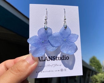 Real Blue Hydrangea Flower Earrings/handmade Jewelry/birthday gifts/Christmas gift /gift for girlfriend