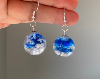 resin earring /sky earring:birthday gift/gift for her/resin jewelry set/ resin necklace