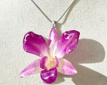 Real Handmade Orchid Necklace - Etsy