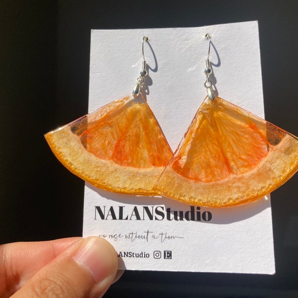 wedding gifts/Real Pink Grapefruit resin Earring/ dry grapefruit in the resin / gift for her/wedding jewelry/natural /Halloween Costume