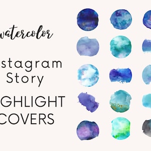 Blue Watercolor Instagram Story Highlight Covers | IG Highlight Icons | Images Bundle